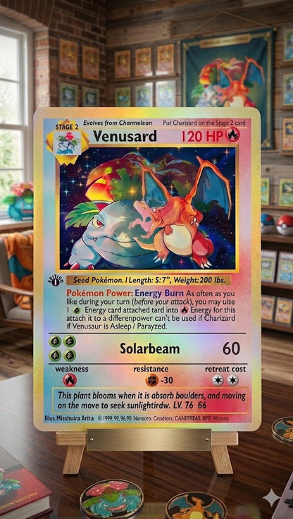 Pokémon 3D Lenticular Poster – Charizard, Blastoise & Venusaur | Anime Wall Art