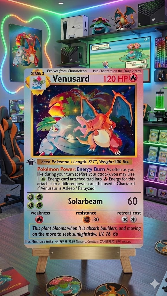 Pokémon 3D Lenticular Poster – Charizard, Blastoise & Venusaur | Anime Wall Art