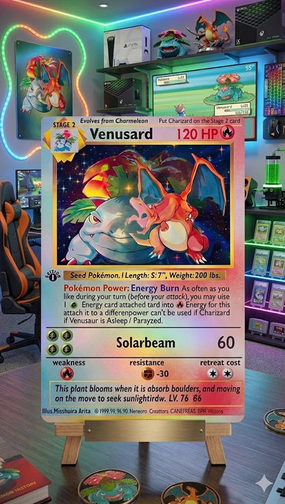 Pokémon 3D Lenticular Poster – Charizard, Blastoise & Venusaur | Anime Wall Art